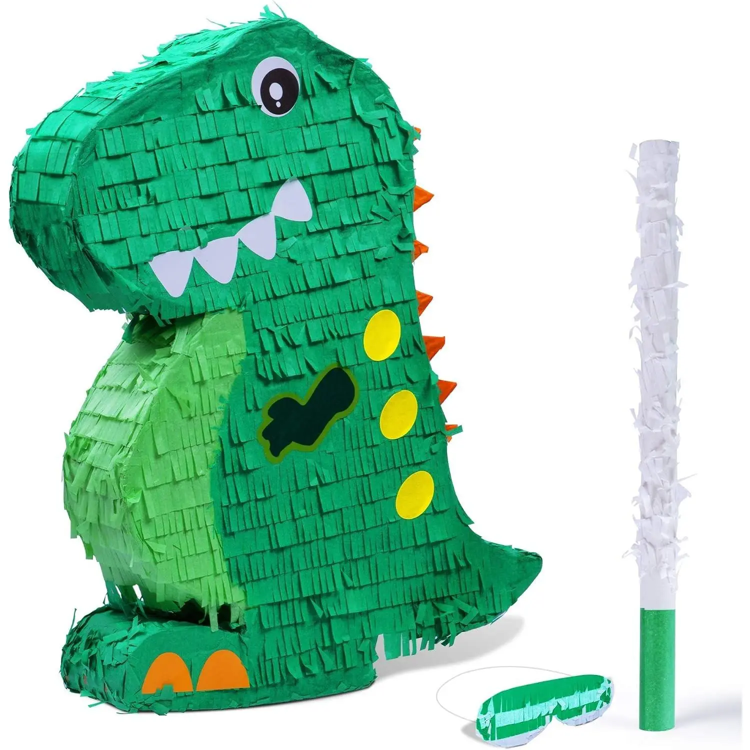 Dinosaur Pinata Bundle with Blindfold and Bat (17x13x4 Inches), Perfect for Birthday Parties, Animal Theme Parties and Party Decorations