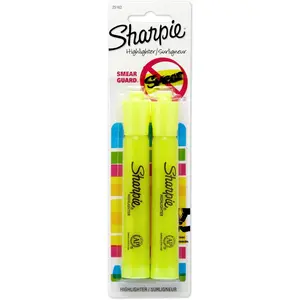 Sharpie 25162PP Accent Tank-Style Highlighter, Fluorescent Yellow, 2-Pack