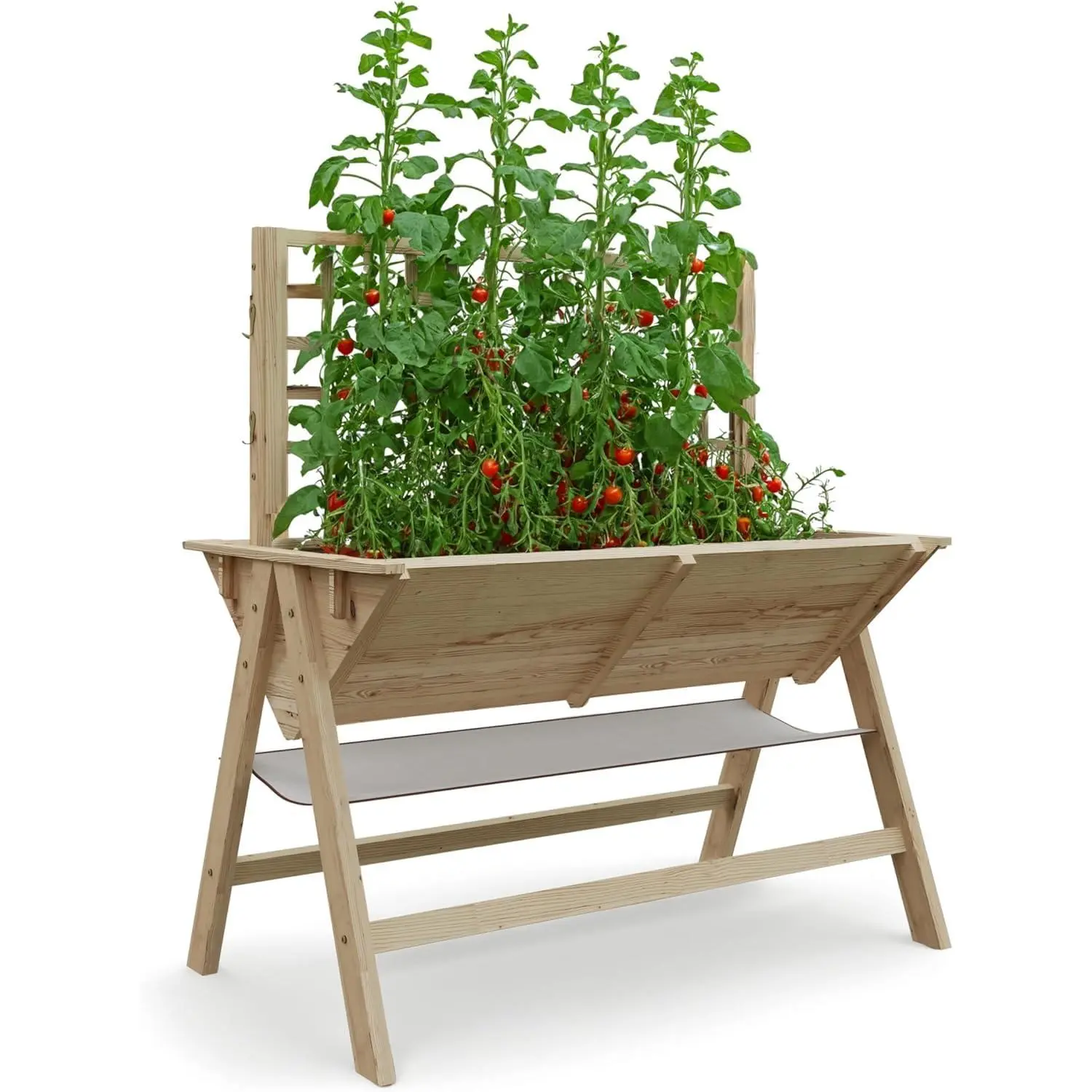 2-in-1 Wooden Raised Garden Bed with Trellis - Outdoor Planter Box for Climbing Plants, Vegetables, and Flowers