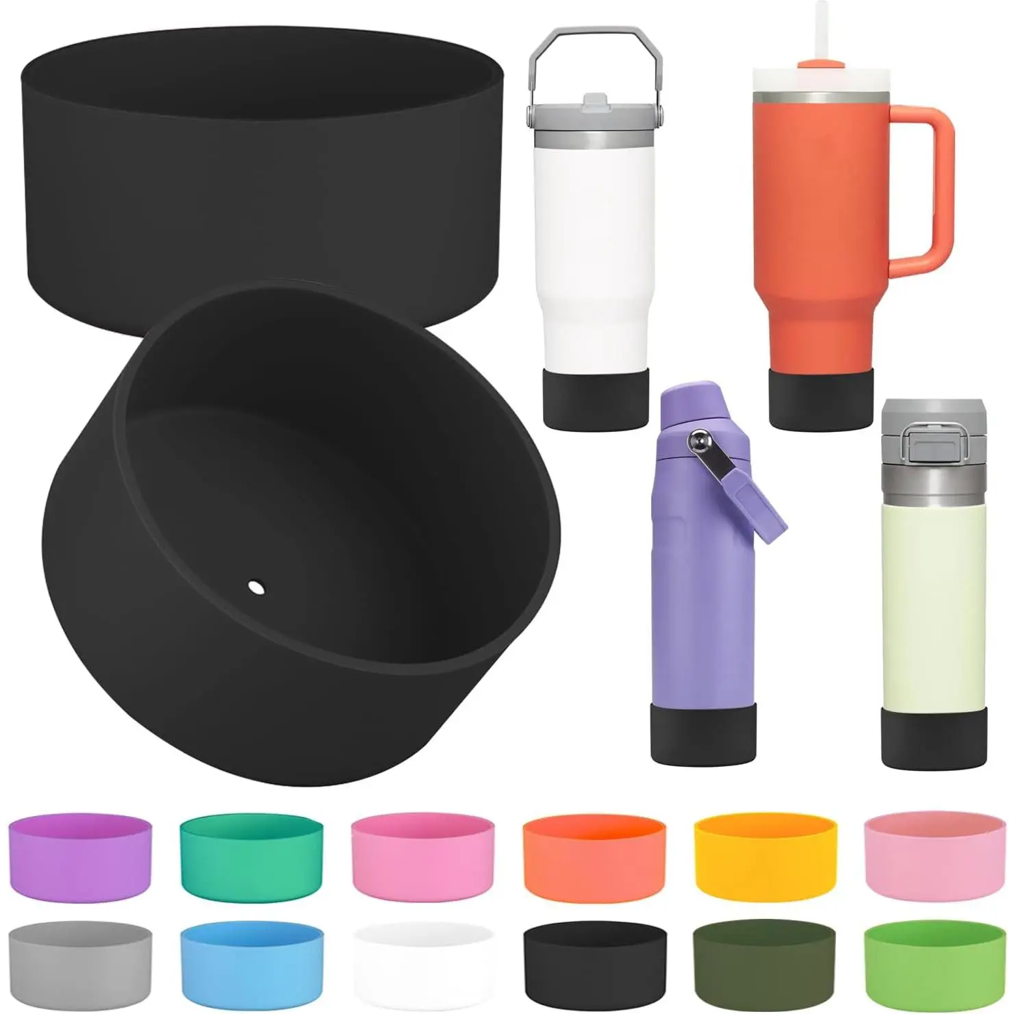 2 count  Boot Sleeve for  IceFlow  Flow Water Bottle 24oz, Boot Bumper for  Quencher 40oz,for IceFlow 20oz 30oz,for Quick Flip GO 24oz Bottle(Thickened)