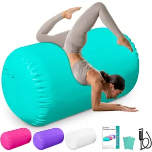 Air Roller Gymnastics Barrel Back Handspring Trainer Air Barrel Gymnastics Air Tumbling Mat for Tumbling Cheerleading Training Yoga Gym with Manual Air Pump Backhandspring