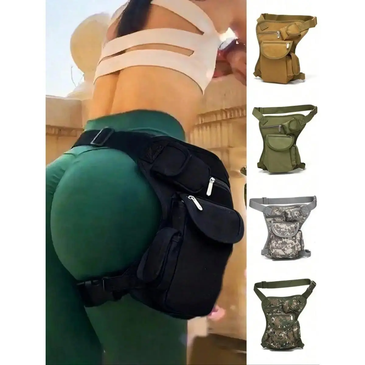 Motorcycle Leg Bag for Men Women, Water Resistant Canvas Waist Pack with Detachable Strap, Outdoor Hip Pouch for Riding, Hiking, Travel, Cycling, Camping & Daily Carry Essentials tiktokshopbacktoschool