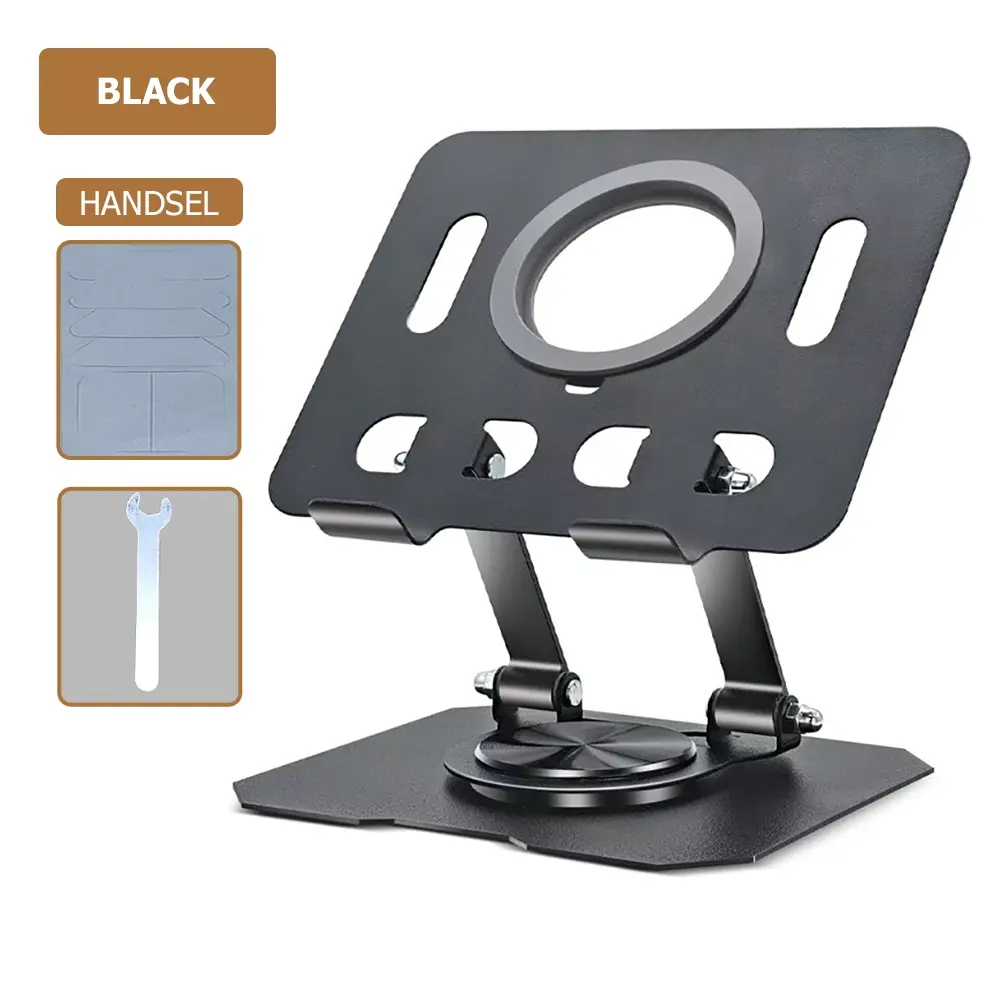 Adjustable Foldable Tablet Stand, 360° Rotation, Aluminum Alloy, Non-Slip, Compatible with 4.7–12.9" iPad, Samsung, Kindle & More, Rotatable Adjustable Stand – for Home, Office & Travel.