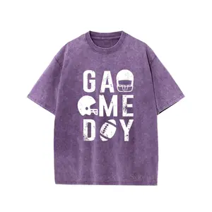 Oversize Washed T-Shirt for Game Day, Breathable Sports Mom Summer Top, Loose Fit Unisex Casual Tee, Comfortable Plus Size Friendly Gift for Friends and Family