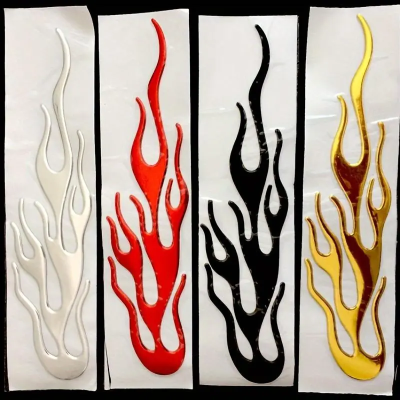 2PCS Universal Car Motorcycle 3D Flame Fire Reflective Sticker Reflective Vinyl Decal Cruiser Chopper Cafe Racer Old School