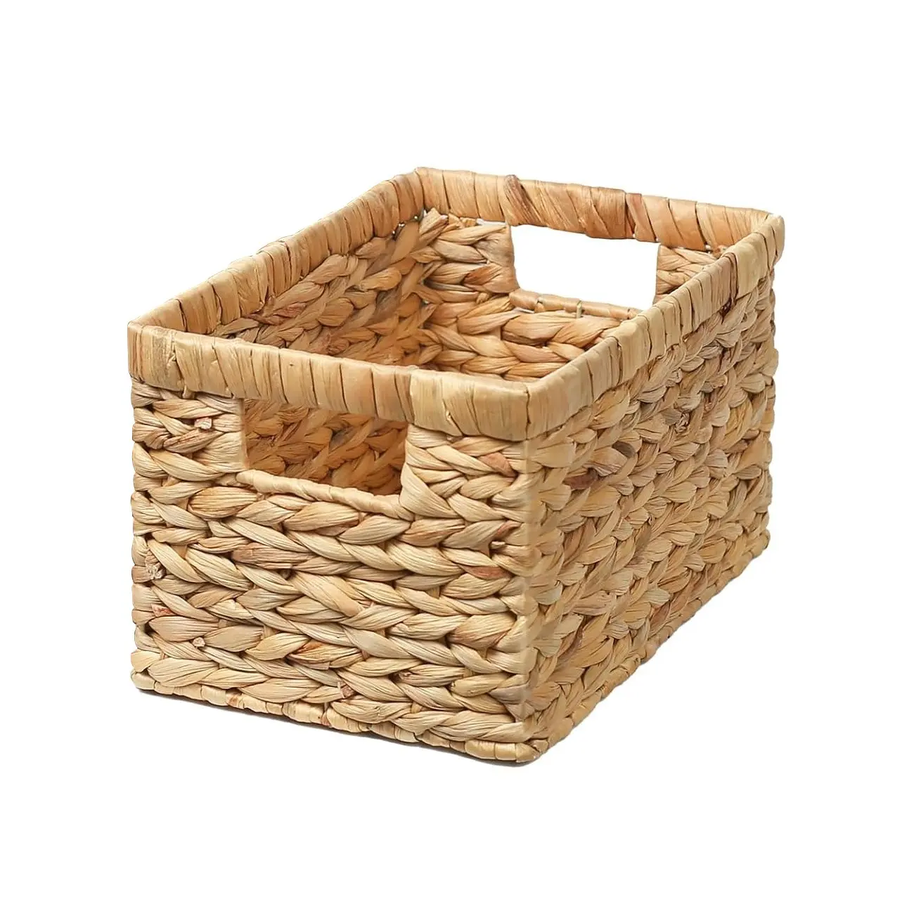 Rattan Storage Basket, Natural Durable Water Lily Woven Basket with Handle, Weaving Organizer Basket, Ideal for Shelving, Closet, Bathroom, Food Storage, Home Decor
