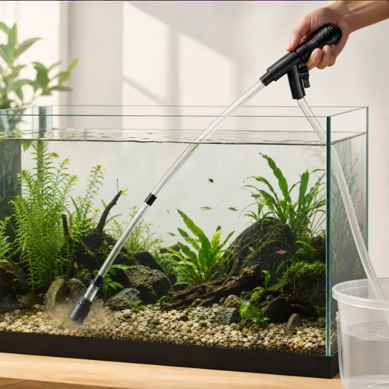 Fish tank cleaner siphon, Cleaning for small aquariums, manual siphon hose can change and clean water or sand in minutes, for fish tank filtration and water change