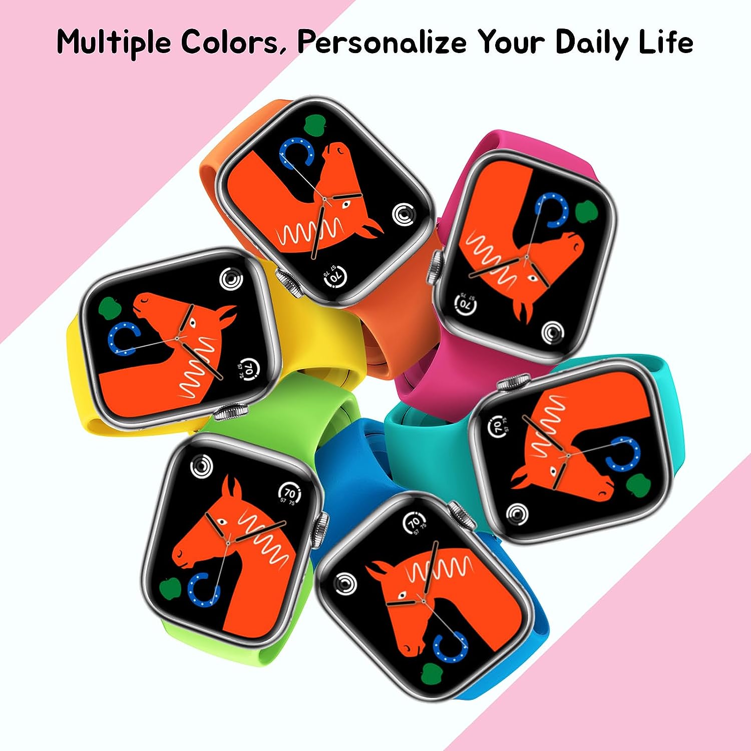 Solid Color Silicone Watch Strap, Multi-color Combination Watch Strap Set, Watch Band Compatible With Apple Watch, Smart Watch Straps