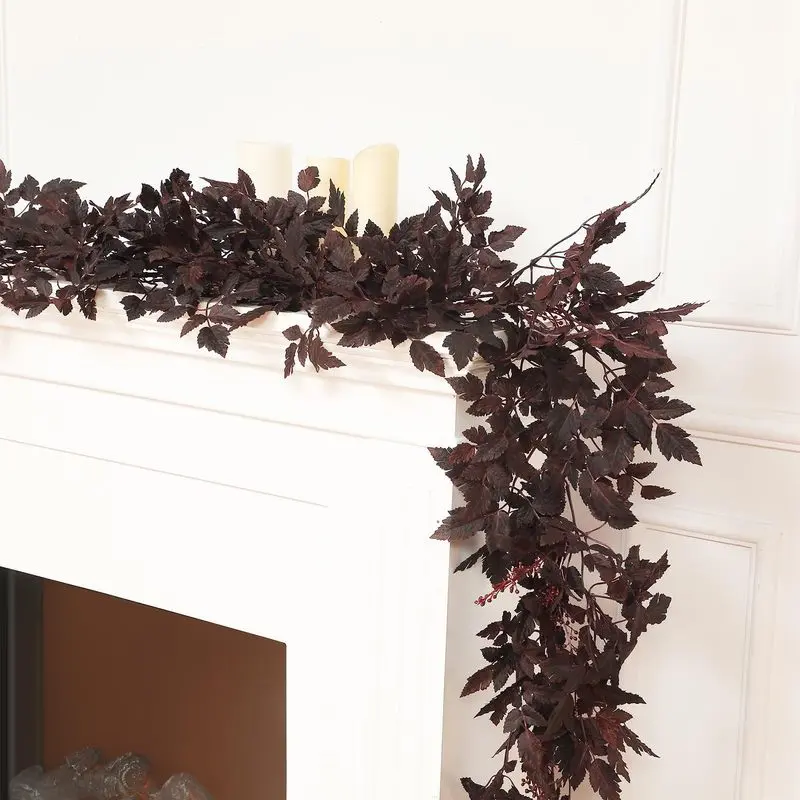 Artificial maple leaf garland plants for wedding, home and holiday party decor, Halloween autumn leaves, Thanksgiving leaves