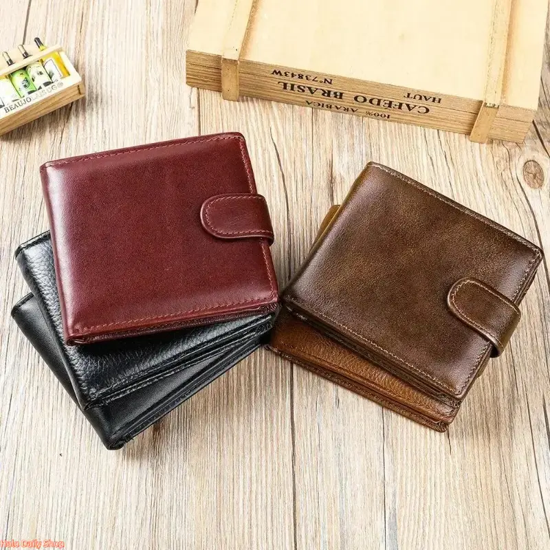 Men's Minimalist Vintage Classic Top-Grain Leather Bifold Wallet, Mens Wallet with Multi Card Slots & Cash Slot for Daily Use, Men's Minimalist Wallet backtoschool