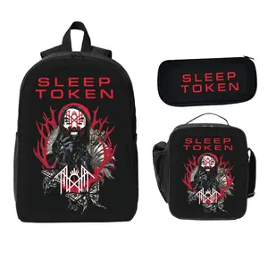 Graphic Print 3-Piece Backpack Set for Students, Includes School Bag, Lunch Tote, and Pencil Case for Organized Stationery
