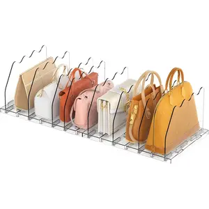 Purse Storage Organizer for Closet, Clear Closet Bag Storage Dividers Rack Shelf Purse Dividers for Closet Organization Handbag Separators Closet Purse Organizers and Storage, 2 Pack, Clear