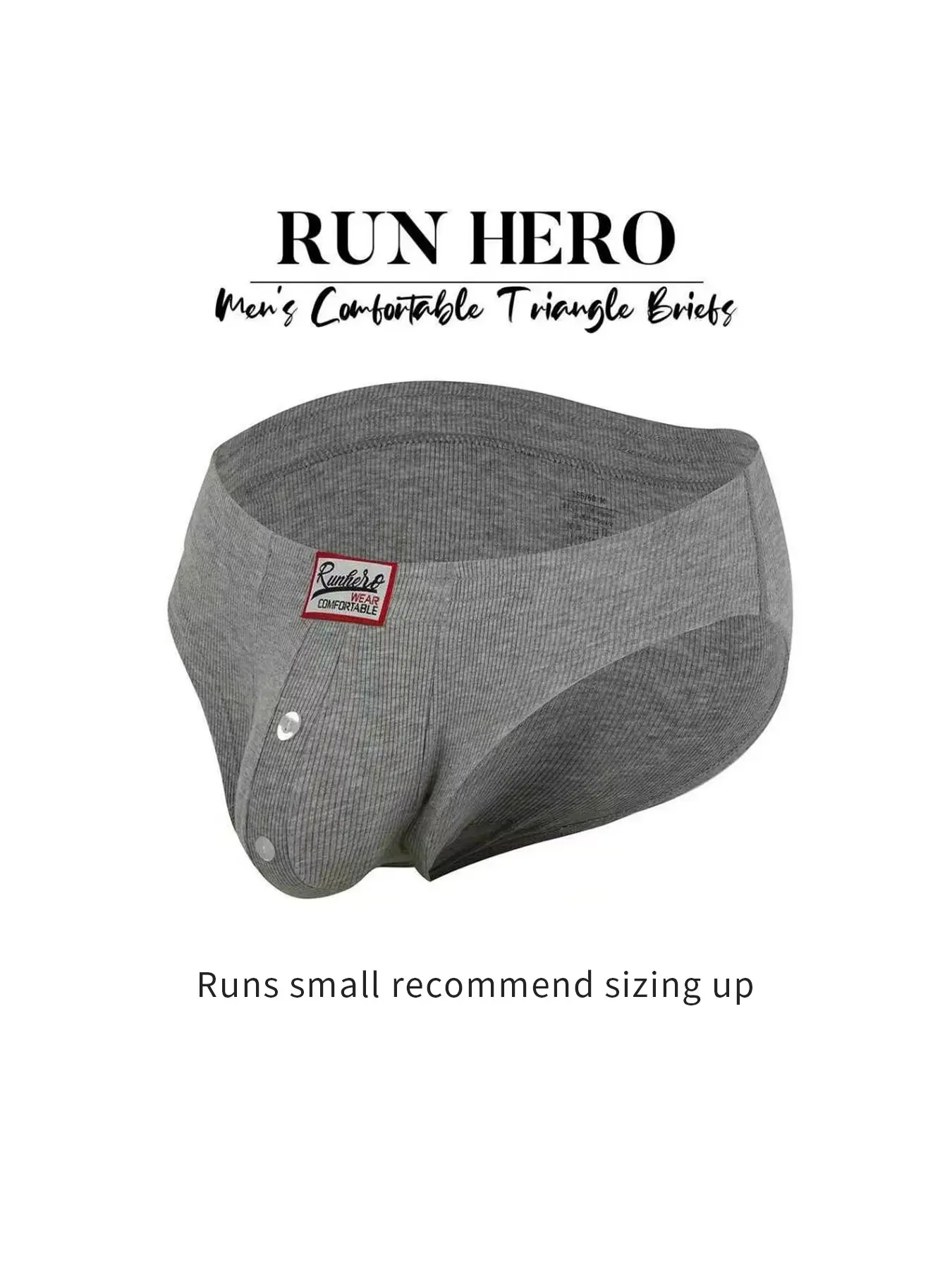 1Pc Men Low Rise Thread Fabric Briefs, Fake Button U Convex Pouch, Solid Comfy Athletic Sporty Underwear for Gym Sports Daily Loungewear