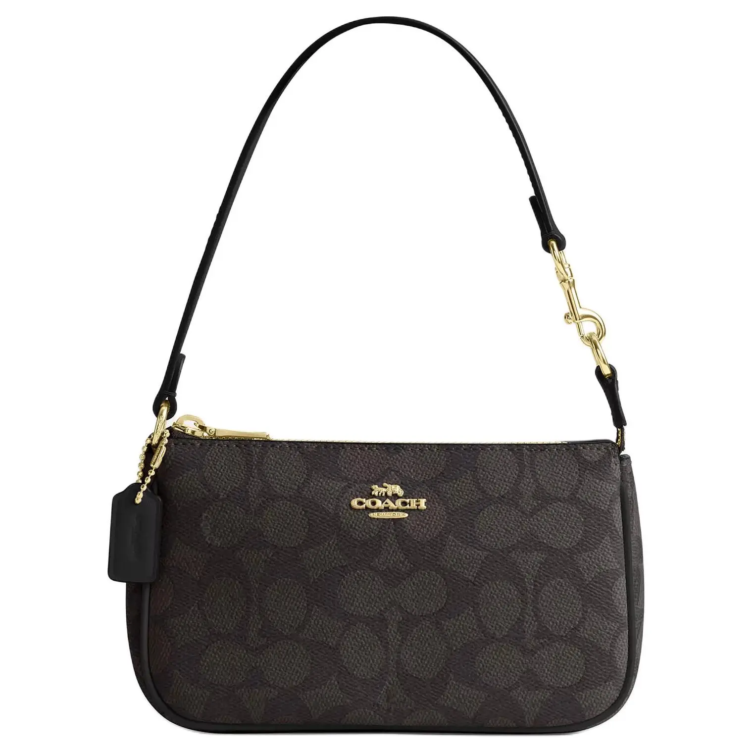 Coach Nolita 19 Small Vintage Monogram Zip Top Handle and Crossbody Bag for Women in Gold, Walnut, and Black