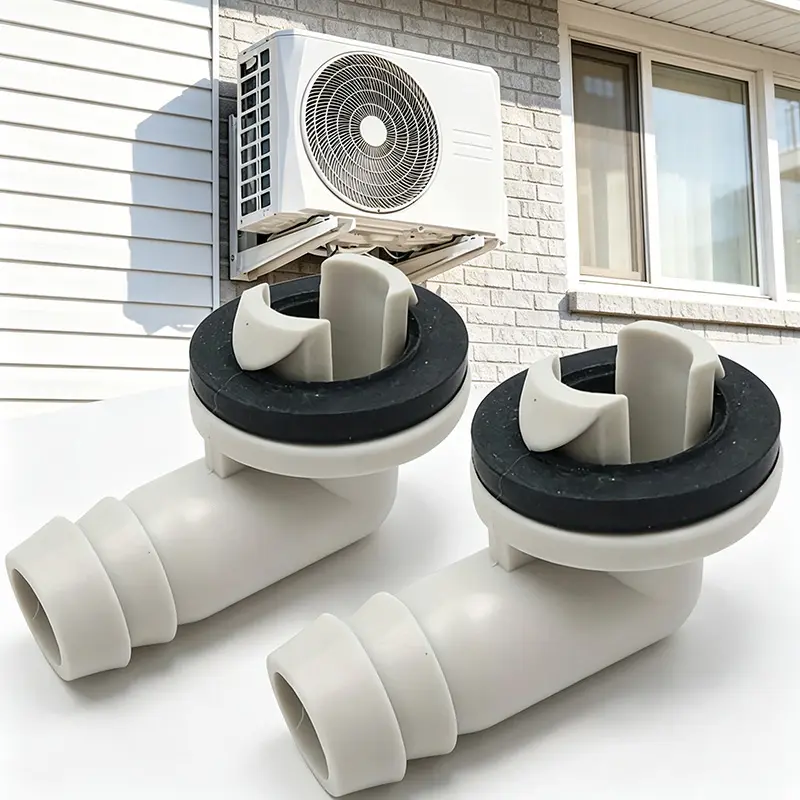 2pcs Plastic Composite Air Conditioner Drain Connector - 90-Degree Bend Elbow Shape Drain Fitting for AC & Split Units (Battery-Free)