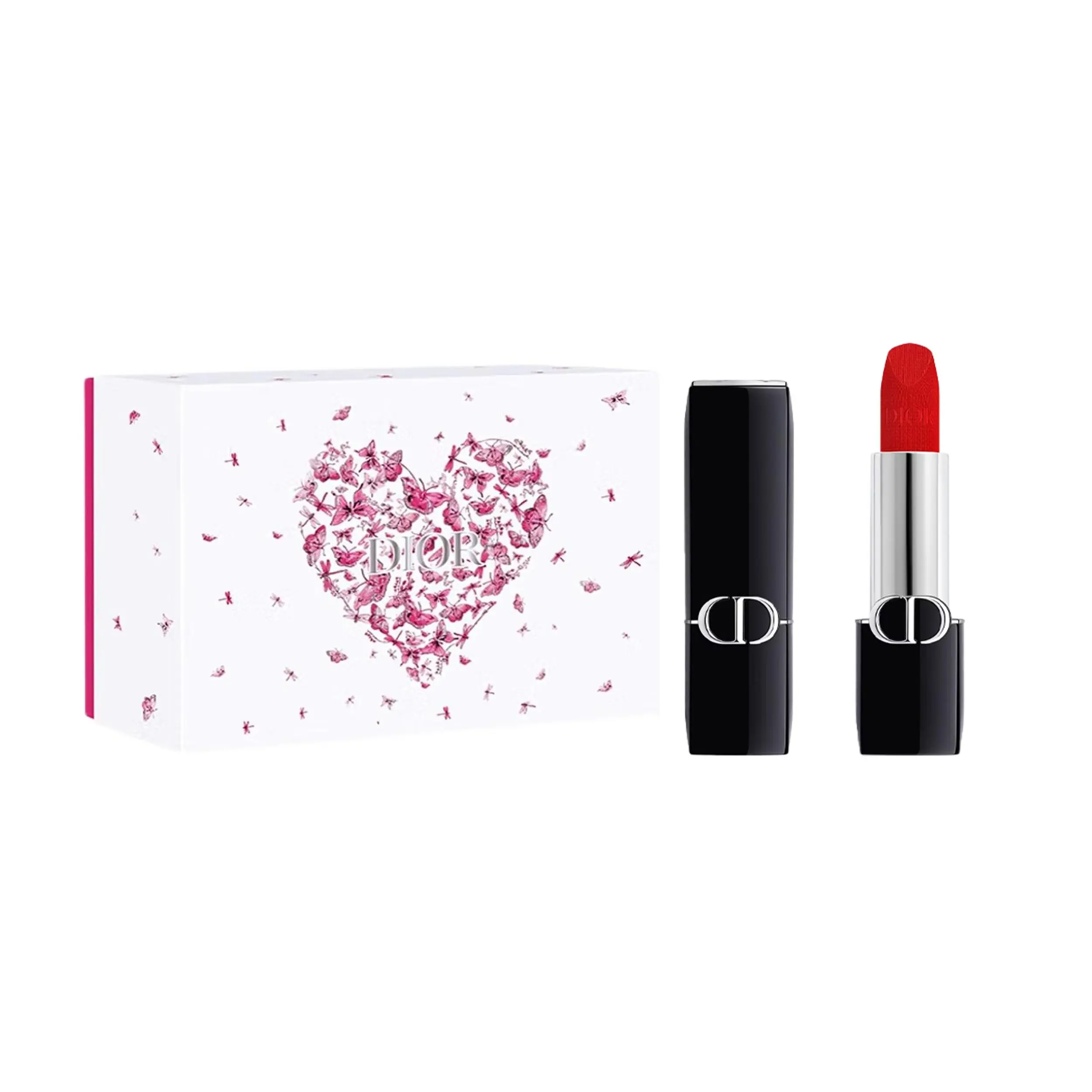 DIOR Vivid Blue Gold Lipstick Lip Gloss, Pink Butterfly Box Limited Edition Velvet