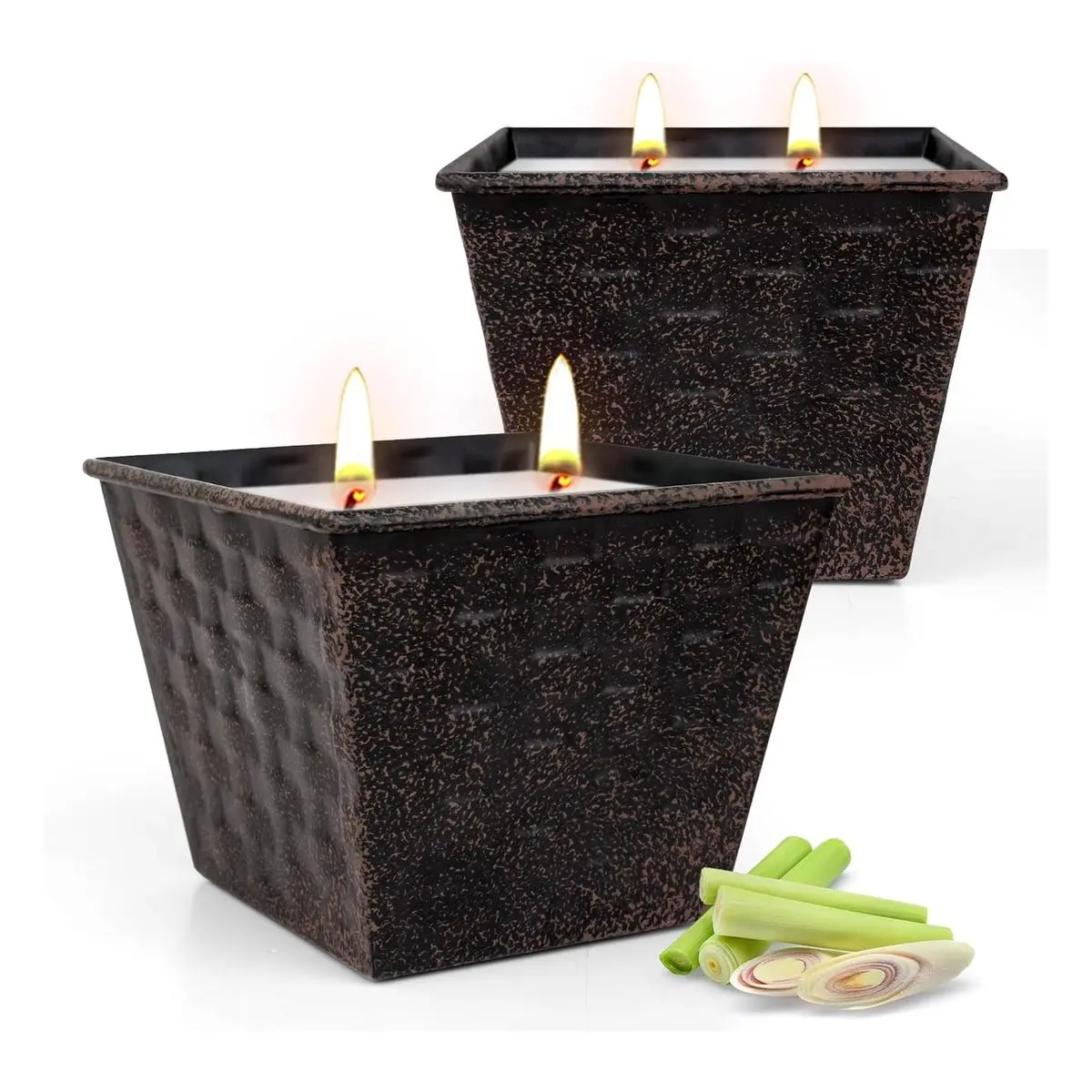 Outdoor Citronella Candles, 2-Pack 12 Oz Each, Large Double-Wick Soy Wax Candles with 100-Hour Burn Time for Patio, Camping