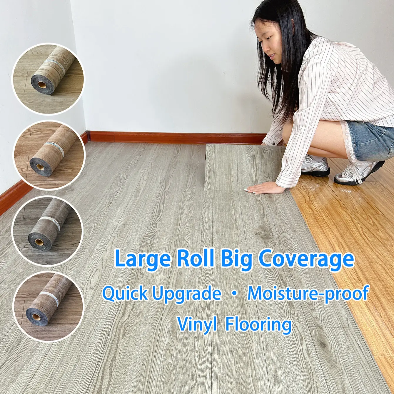 GoldenGrain Modern Weather Resistant Vinyl Flooring Roll, Pvc Material Flooring, & Wallpaper, Decorative Modern Flooring | Quick Upgrade Floor Peel And Stick, Wallpaper Peel And Stick | Home Decor for Living Room, Bedroom, Bathroom, Kitchen