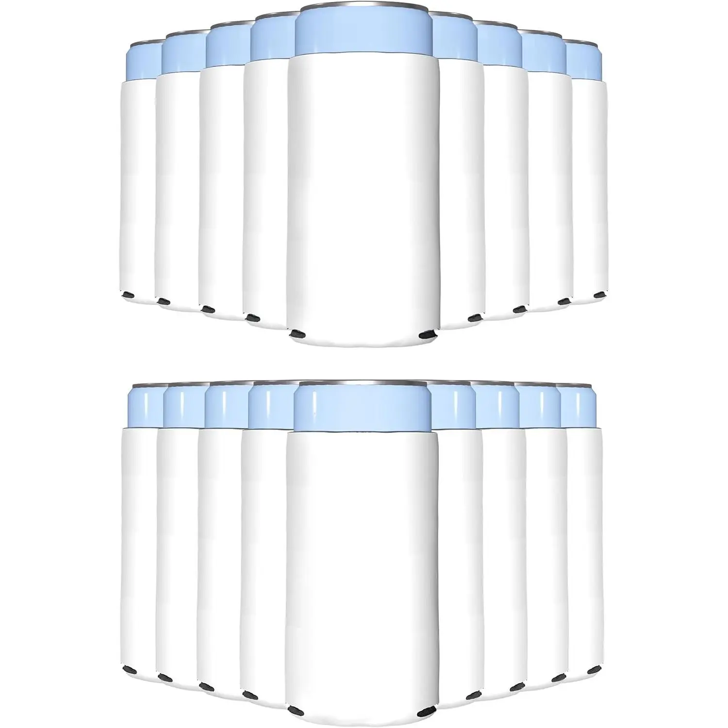 25 Pack White Blank Slim Can Cooler Sleeves | Plain Seltzer Customizable Bulk Sublimation Coolers for Beer Bottles & 12oz Tall Cans | Skinny Collapsible Drink Insulated Sleeve