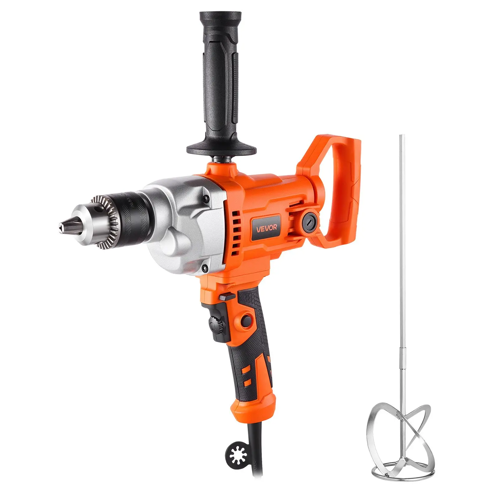 VEVOR Drill Mixer, 1/2 inch Corded Electric Drill Mixer Set, 0-850RPM 5.4A Mixing Drills, Mixing Drills Machine with D-Handle for Drilling & Blending, Handheld Cement Mixers for Fodder, Paint, Cement
