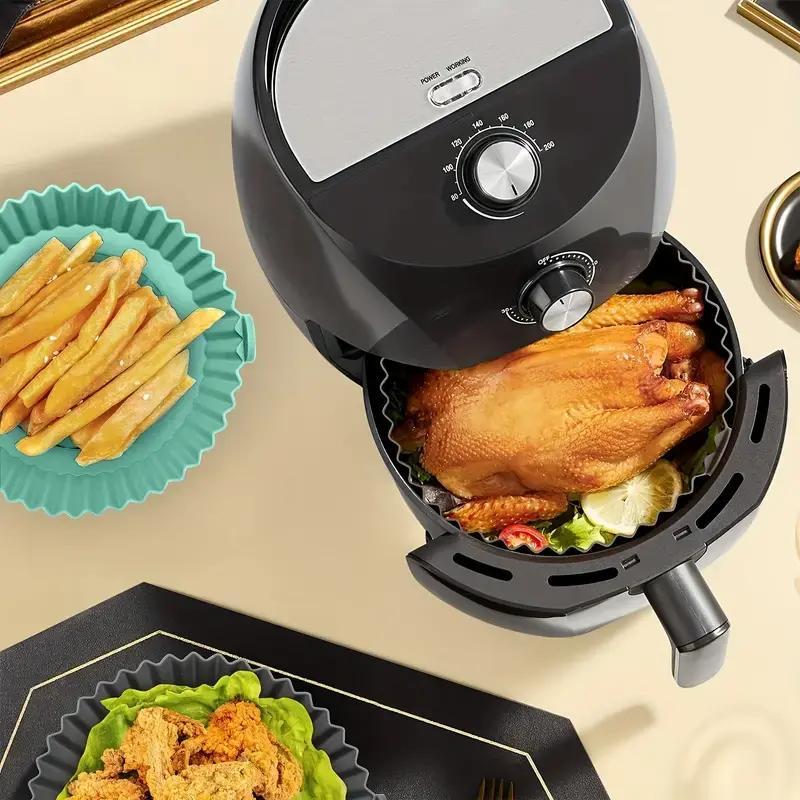 2-Piece Advanced Silicone Air Fryer Liners, Reusable Non-Stick Heat Resistant, Easy Food Placement, Alternative to One-Time Wax Paper Liners, Air Fryer Accessories