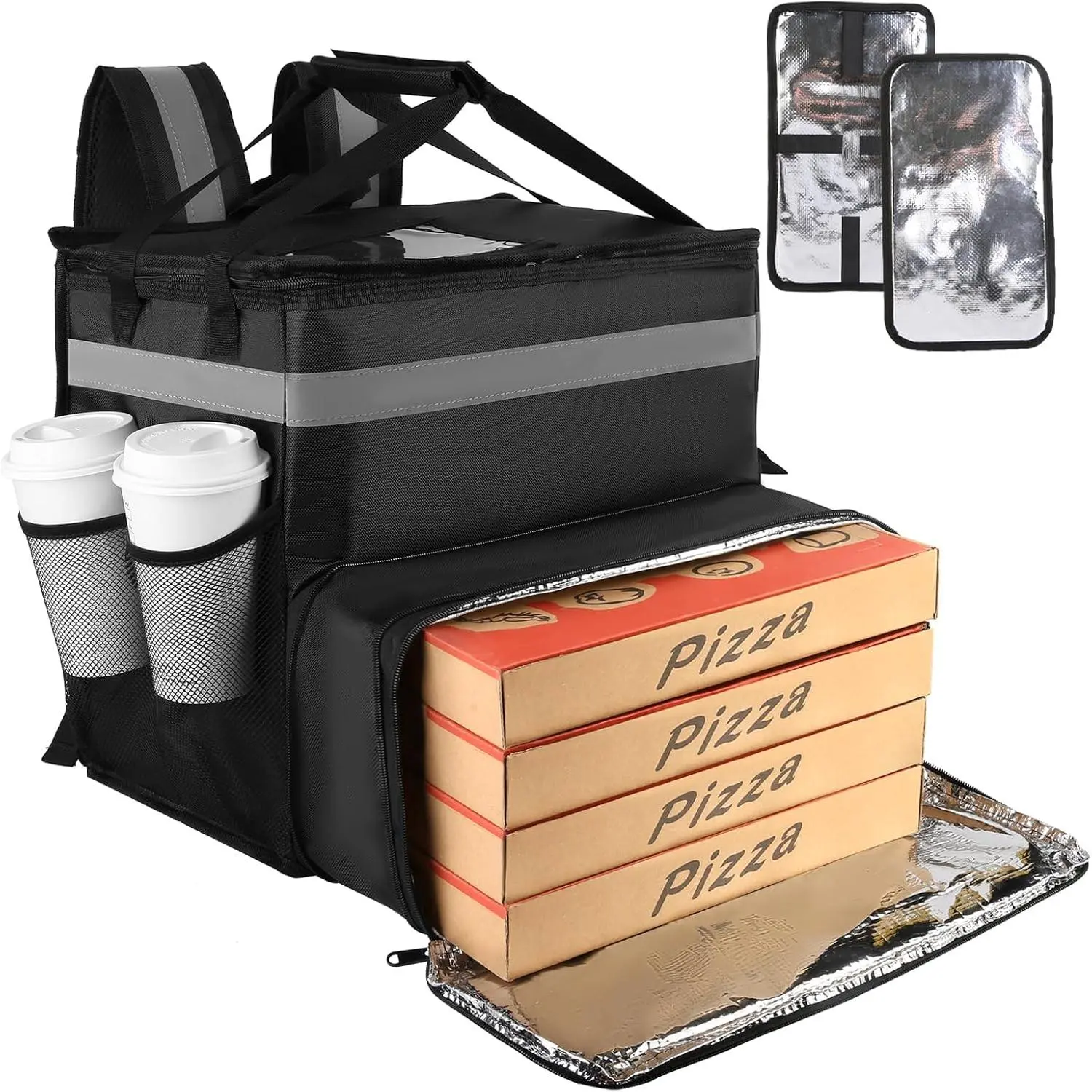 Insulated Food Delivery Backpack with Cup Holders - Expandable Cooler Bag That Keeps Food Hot/Cold