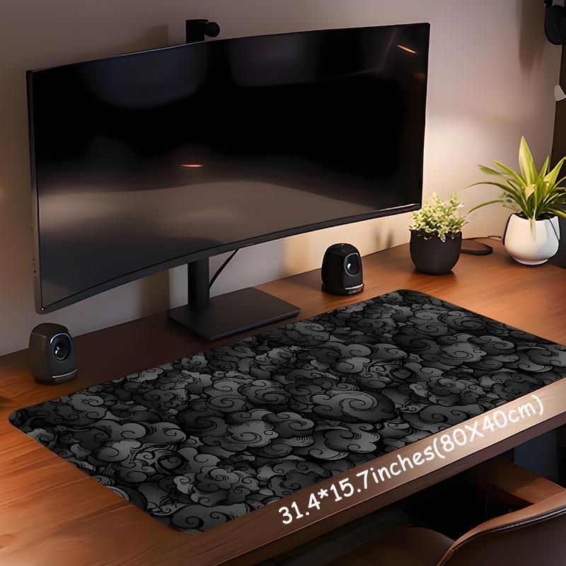 Cloud Pattern Rectangle Gaming Mouse Pad, Non-Slip Rubber Base Desk and Keyboard Mat for Home Office and Game Room, Gaming Desk Accessory, Office Desk Accessories