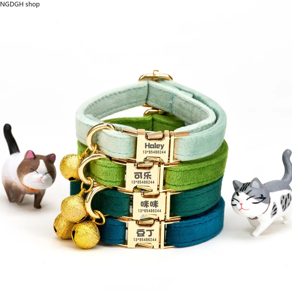 Luxury Purple Velvet Cat Collar with Gold Bell - Soft Breakaway Safety Buckle, Adjustable Fit, Lightweight Velvet Softness Accessory for Kittens/Puppies, Ideal Daily Wear Gift