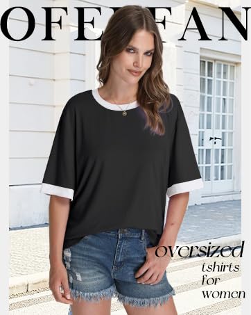 OFEEFAN Summer Tops for Women 2025 Short Sleeve Shirts Dressy Casual Crew Neck Tshirts Fashion Oversized Oversized Womenswear Crewneck SpringStatements OFEEFAN Summer Tops for Women 2025 Short Sleeve Shirts Dressy Casual Crew Neck Tshirts Fashion Oversized Oversized Womenswear Crewneck SpringStatements