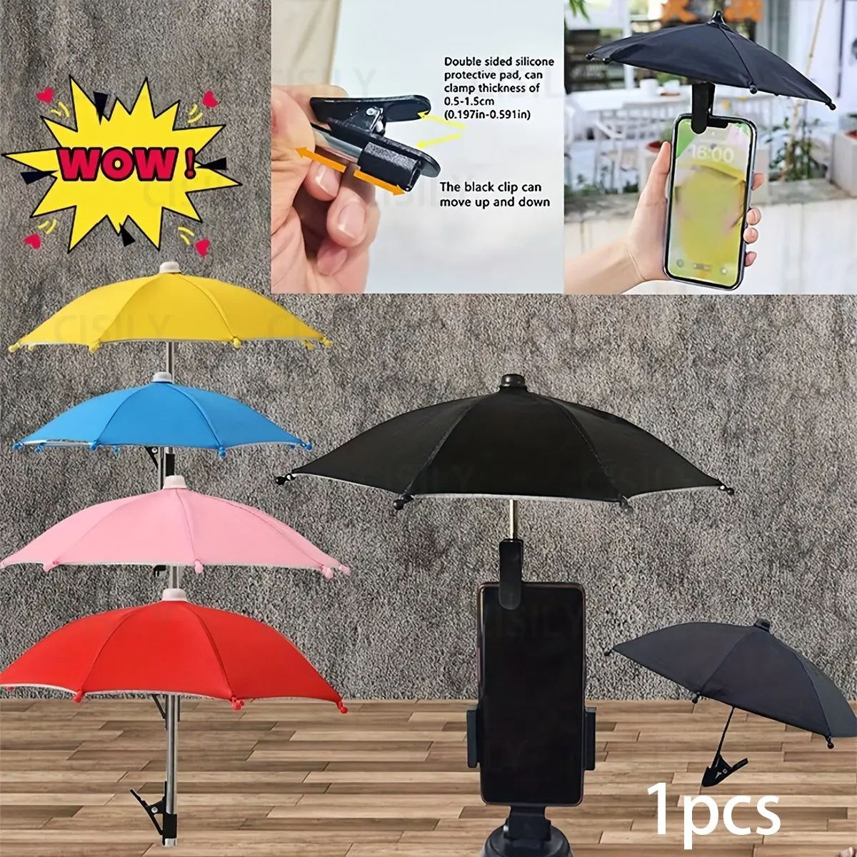 Portable Phone Umbrella with Clip, Anti-Glare Camera Shade, Rainproof, Easy Installation, Ideal for Beach, Travel, Photography