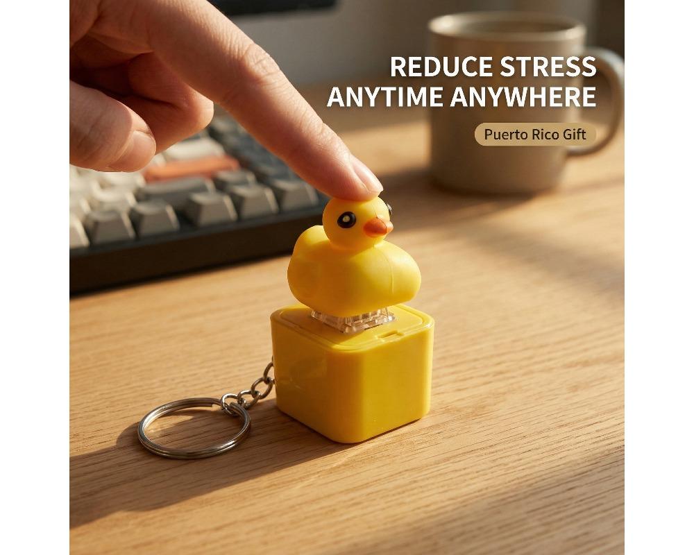 Frog, lizard, duck Mechanical Switch Fidget Keychain Animal Themed Light-Up Toy with Sound Effects Rechargeable Battery for Long-Lasting Use Stress Relief Tool for Office, School, or Travel Multiple Character Options Available