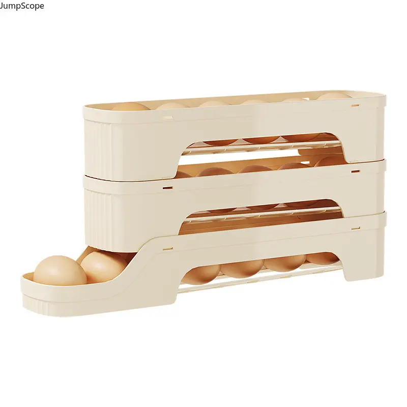 4 Tier Gravity Auto Rolling Egg Dispenser Storage Box, BPA-Free Food Grade Slide Egg Holder Holds 40 Eggs For Refrigerator Side Door Kitchen Space Saving Organizer