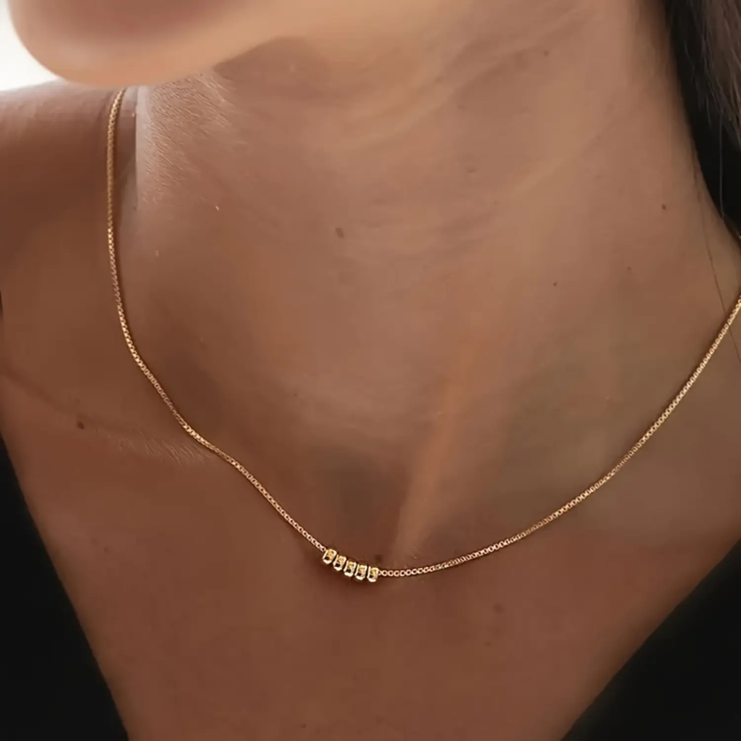 Minimalist Beaded Pendant Necklace, Dainty Thin Chain Collarbone Necklace, Everyday Fashion Jewelry for Women