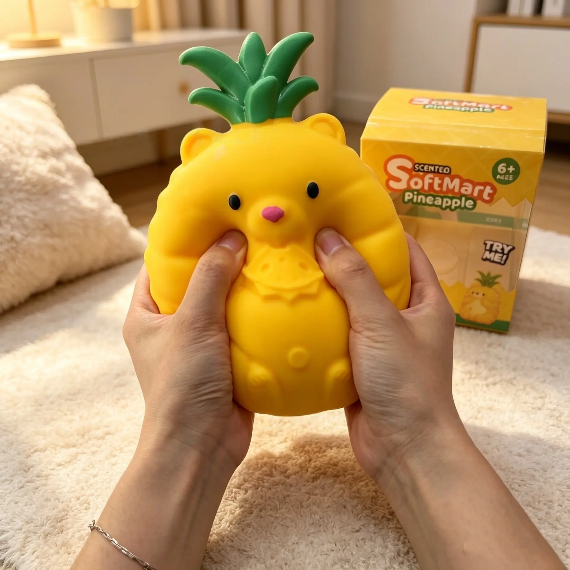 7-Inch Giant Pineapple Soft Toy, Large Sensory Stress Relief Toy, Pinch Stress Relief Toy, Stress Relief Squishy, Suitable for Kids and Adults, Holiday Gift