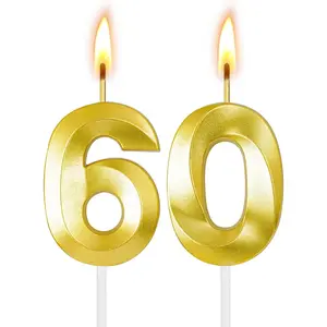 60th Birthday Number Candles for Cake, Birthday Decorations for Him Her, Cake Topper Candles for Party Anniversary