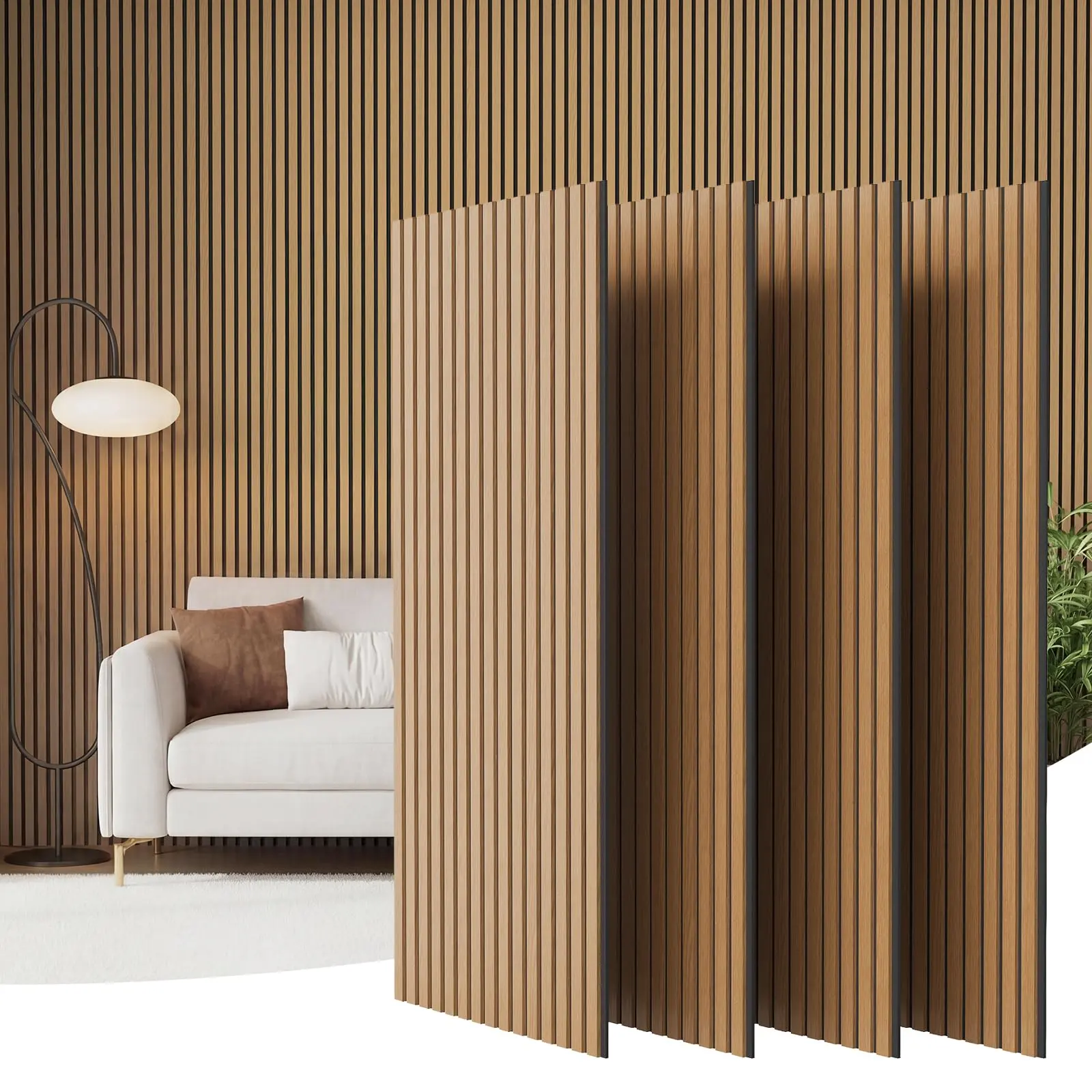 4-Pack Wood Slatwall Acoustic Wall Panels 47.2" x 23.6" – Covers 31 sq.ft, Echo Absorption & Noise Reduction, Easy DIY Home Decor for Bedroom, Living Room, Conference Room