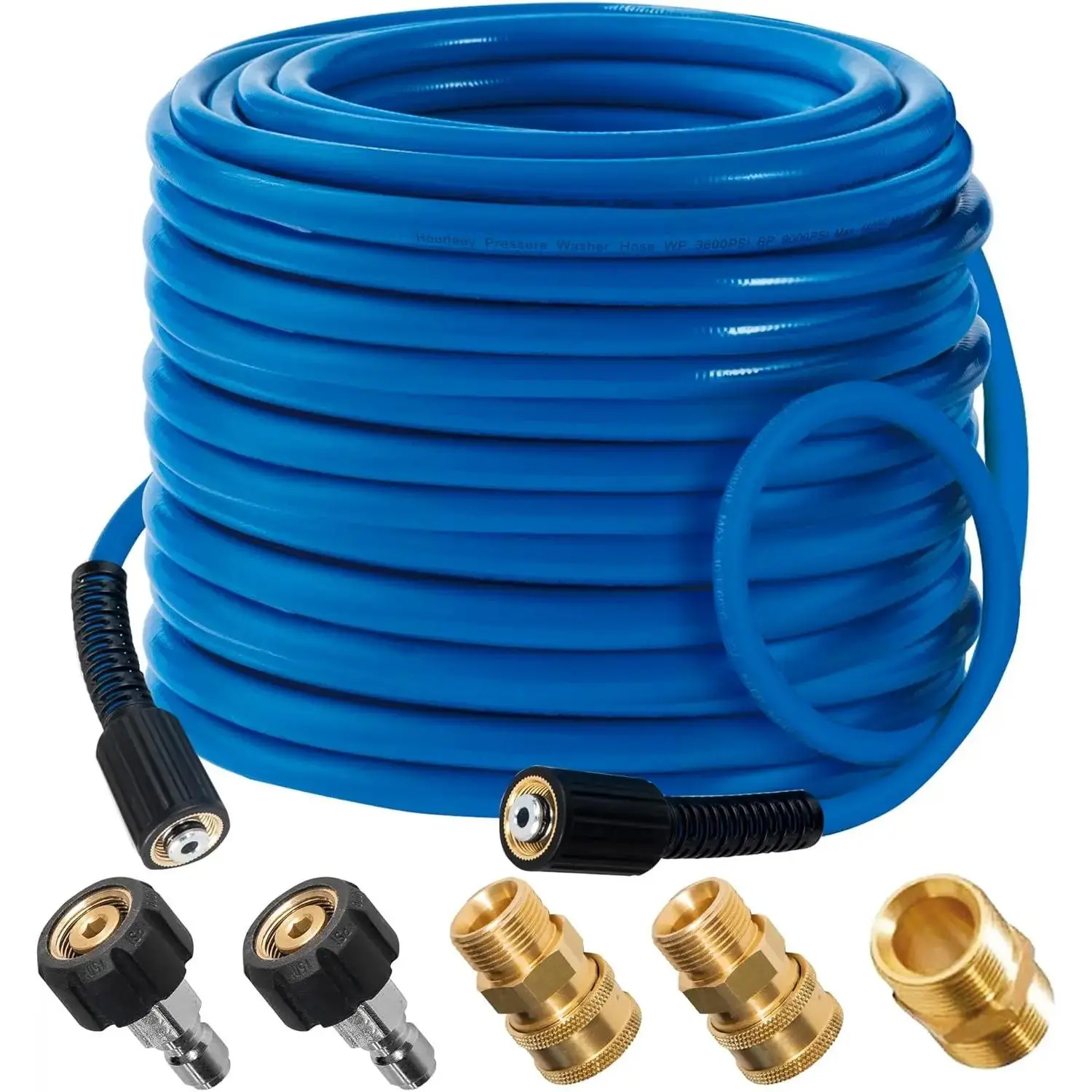 Washer Hose 50 FT, 3600 PSI Flexible Kink Resistant Power Washer Hose Replacement, 1/4" Quick Connect  Washer Hose Extension With M22 x 3/8", Blue
