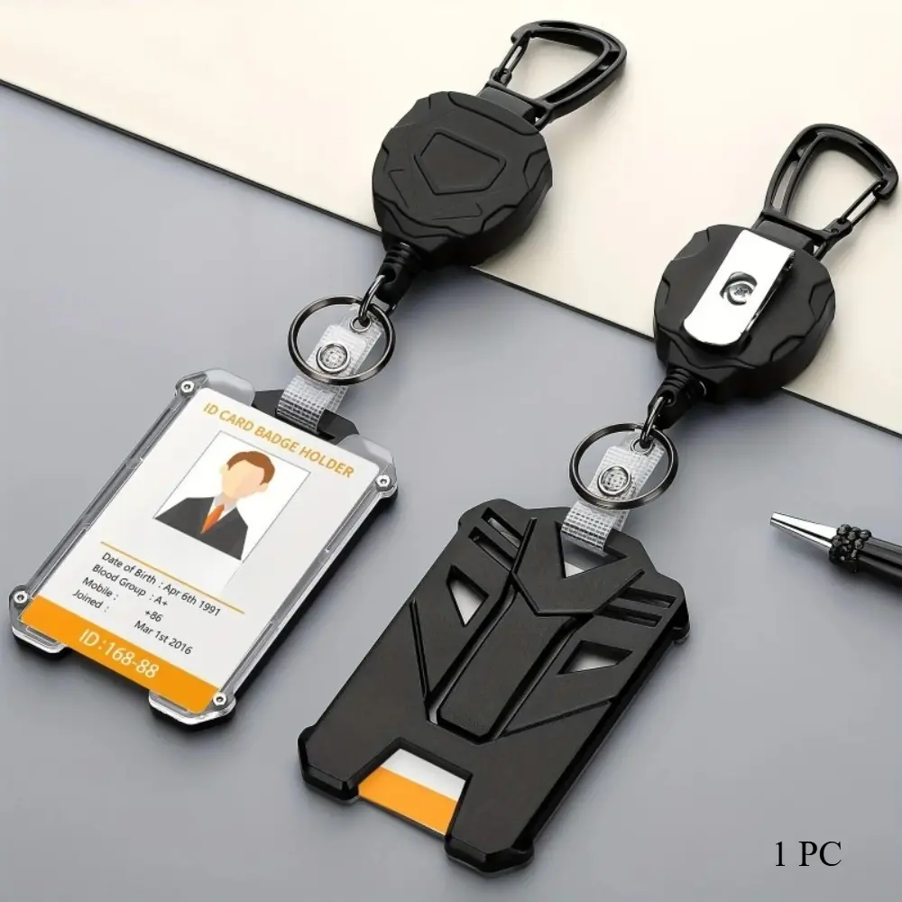 Retractable Heavy-Duty Badge Reel, Portable Hard Plastic ID Holder, ID Badge Holders Retractable for Students and Workers