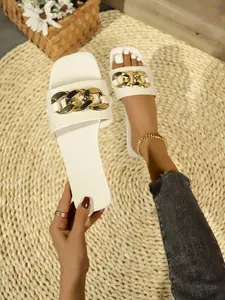 Lazy Person's Bliss! Soft Sole Square Toe Sandals, Comfortable PU Leather Footwear, Perfect for Daily Wear, Ideal for Relaxed Style Lovers
