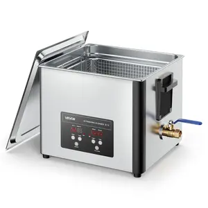 VEVOR 15L Ultrasonic Cleaner, Professional Ultrasonic Cleaner Machine with Cleaning Basket & Digital Display, 240W Stainless Steel 40kHz Industrial Cleaning Machine for Parts, Carburetors, Instrument