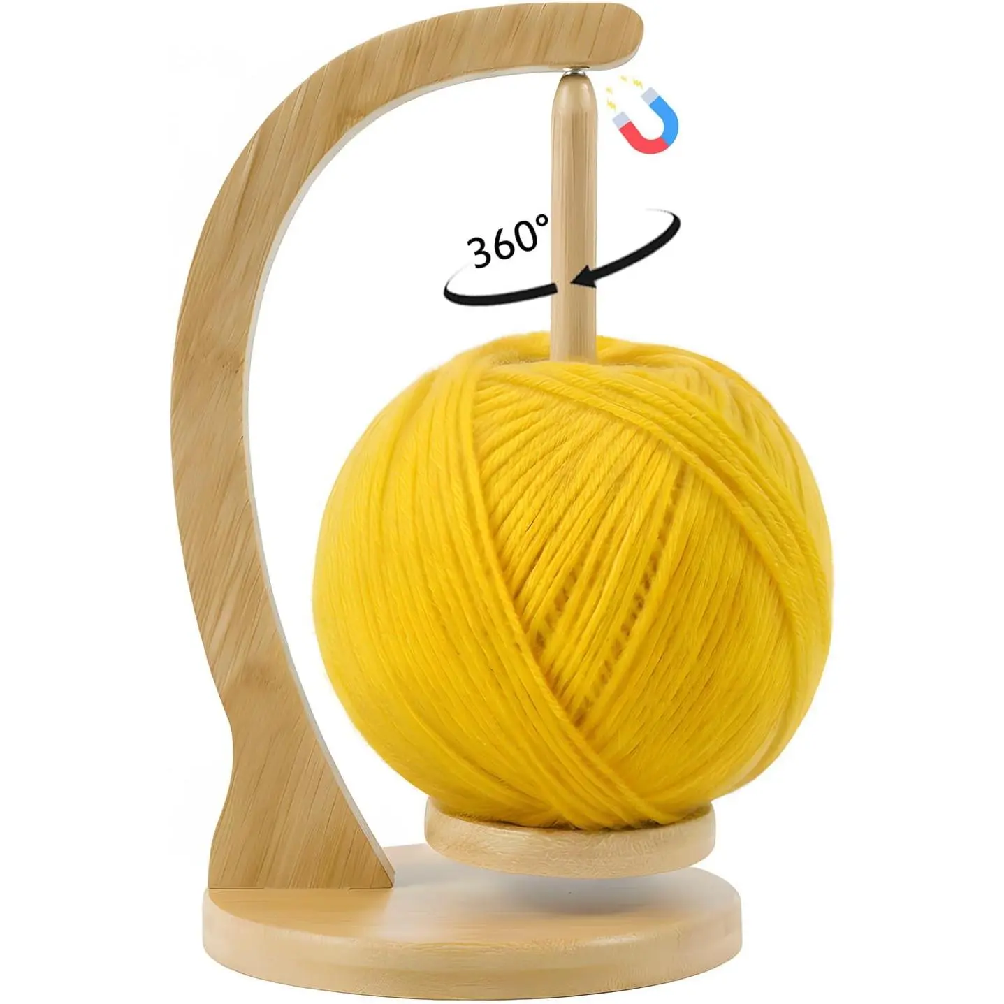 Yarn Holder for Crocheting and Knitting, Wooden Yarn Spinner with  Rotating Mechanism, for Crocheter and Knitter()