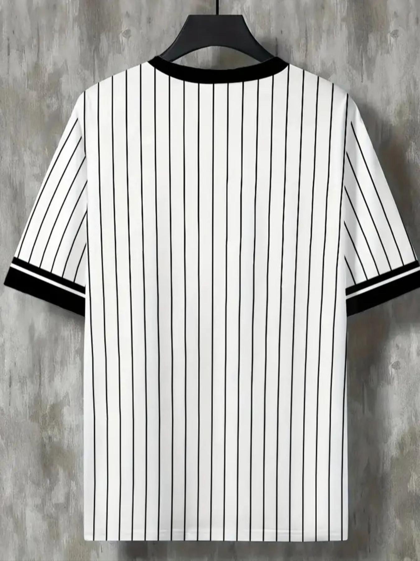 Men's Fashion Round Neck Graphic Tee, 3D Printed Los Angeles Stripes Design, Comfortable Fitted Summer Casual Wear, Perfect Gift for Boyfriend Men's Fashion Round Neck Graphic Tee, 3D Printed Los Angeles Stripes Design, Comfortable Fitted Summer Casual Wear, Perfect Gift for Boyfriend