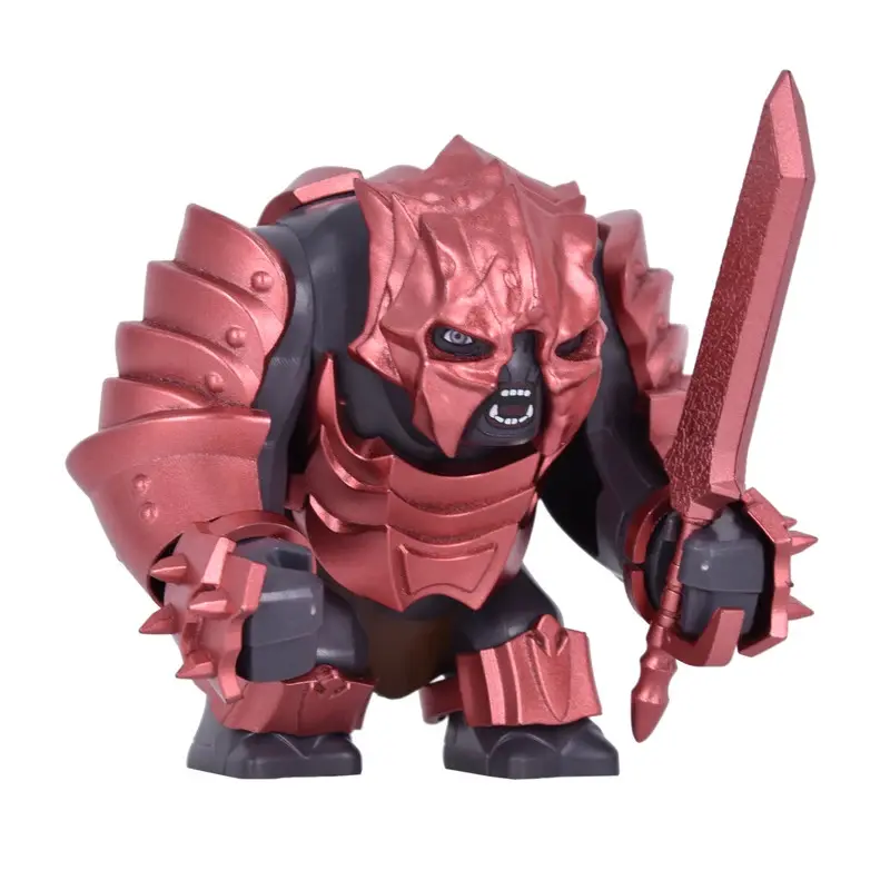 LOTR Big-Size Olog-hai Orc Warrior & Red Armour Troll Building Block Figures, Medieval Brick Building Sets, Educational Military Play Toys