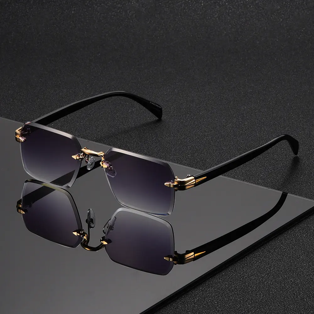 1 pair of rimless square glasses, neutral fashion trend accessories - the ideal gift for street style