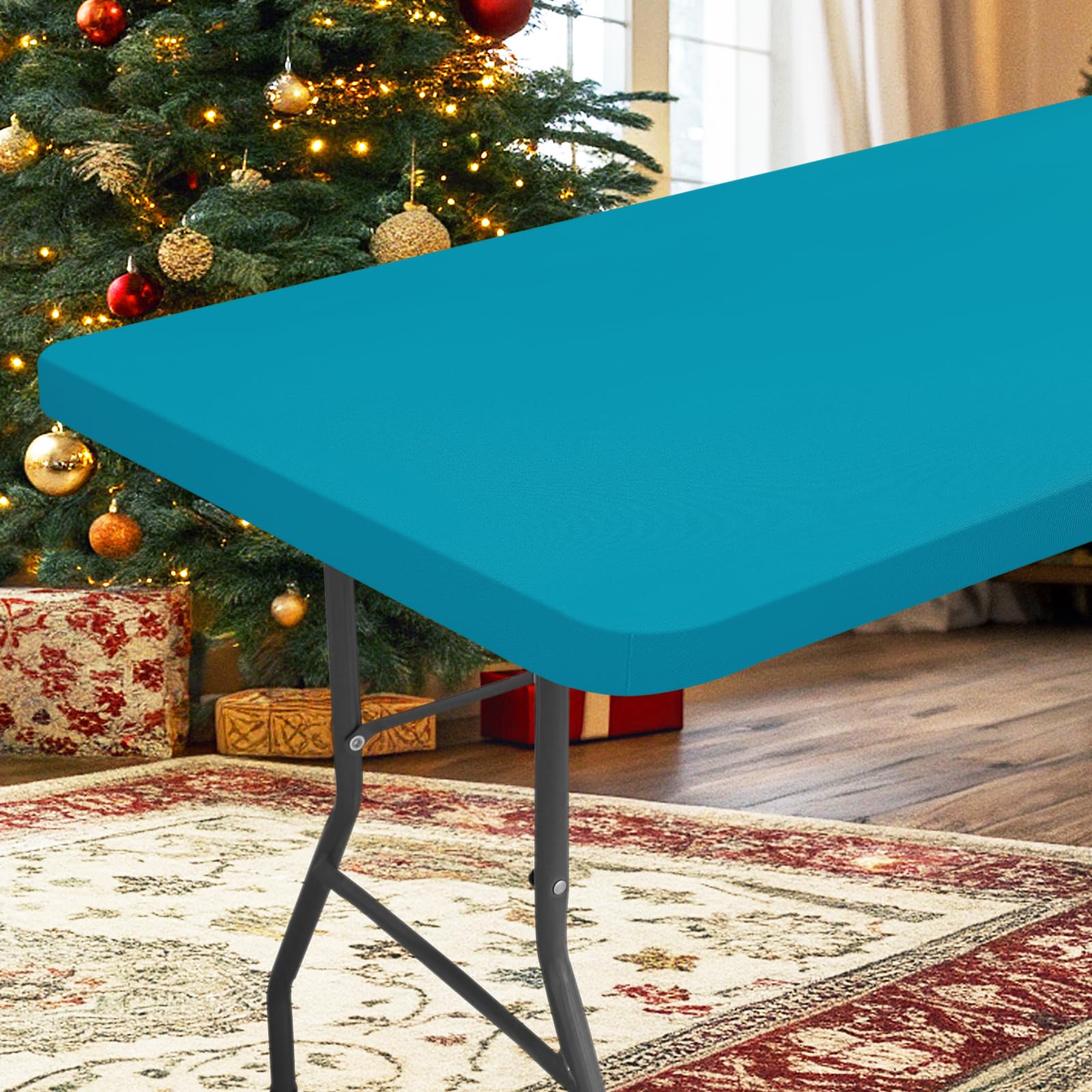 Hapihappy Rectangle Waterproof Table Cover Outdoor Picnic Camping Tablecloth Polyester Elastic Fitted Table Protector For Dinner