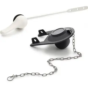 Front Mount White Toilet Handle Replacement Kit, 2 Inch Universal Toilet Flapper Replacement Kit with Stainless Steel Toilet Flapper Chain