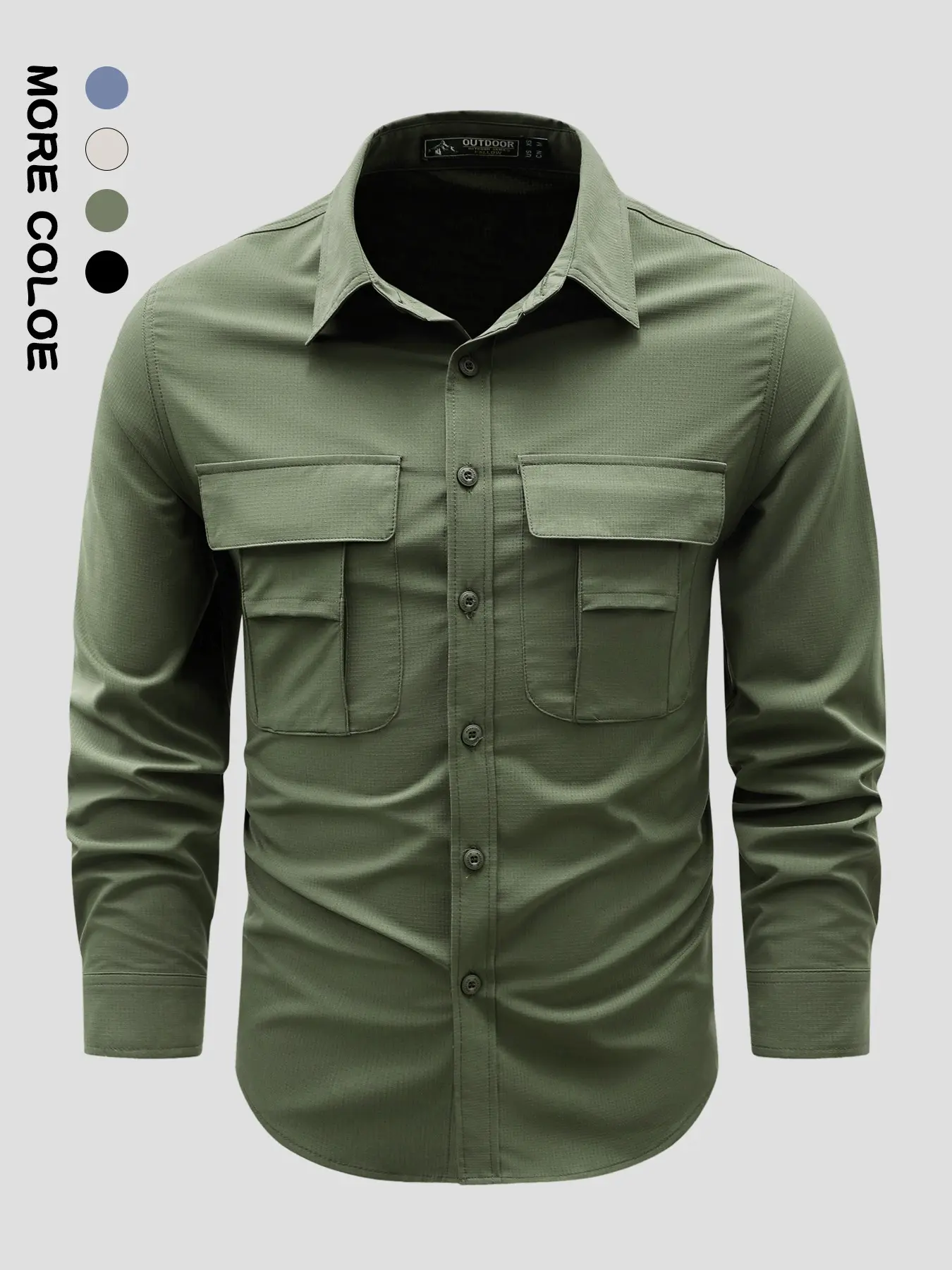 New Spring & Fall Men's Long Sleeve Shirt, Outdoor Casual Breathable Stretch Top, Lightweight Functional Shirt for Running, Fishing, Hiking