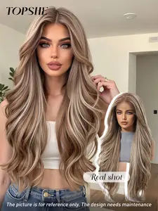 Topshe Comfortable Breathable 13x6 HD Lace Front Wig, Lace Frontal Wig, Natural Hairline, Natural Looking Wig, 28 Inch Light Long Curly Hair, Heat Resistant Natural Women's Wig, Body Wavy Wig, Frontal Lace Wigs