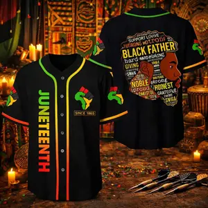 Juneteenth Since 1865 Baseball Jersey, Black Father Button Down Shirt, Unisex Freedom Day Baseball Tee, Black History Dad Gift