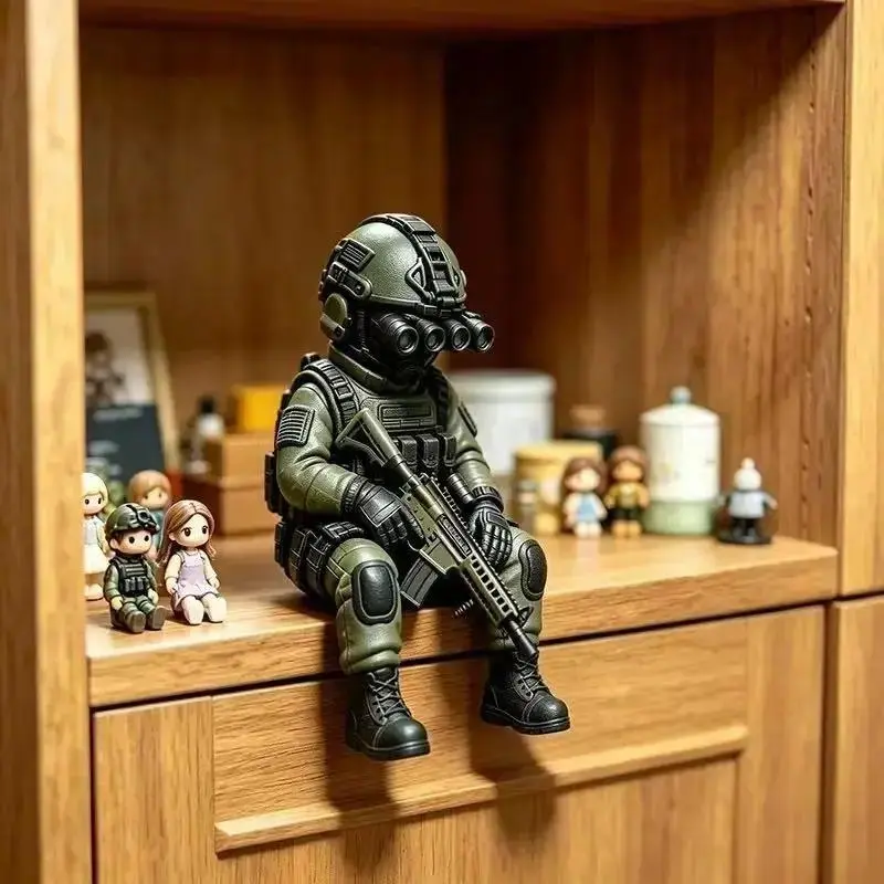 Mini Hardcore Tactical Special Forces Figure, Fully Equipped Soldier Statue With Night Vision Gear, Unique Military Collectible Minifigure, Desk Decor & Gift For Military Enthusiasts
